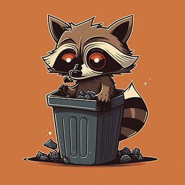 A Raccoon in a Trash Bin