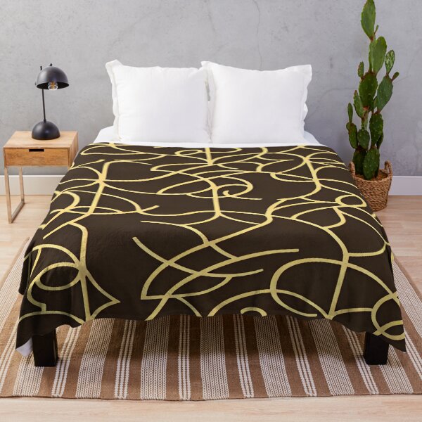 Item preview, Geometric Abstract Swirls and Twirls Yellow Gold Color with Brown Background designed and sold by deniselynnimage.