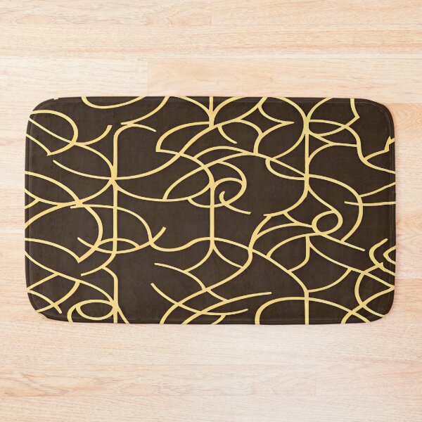 Item preview, Geometric Abstract Swirls and Twirls Yellow Gold Color with Brown Background designed and sold by deniselynnimage.