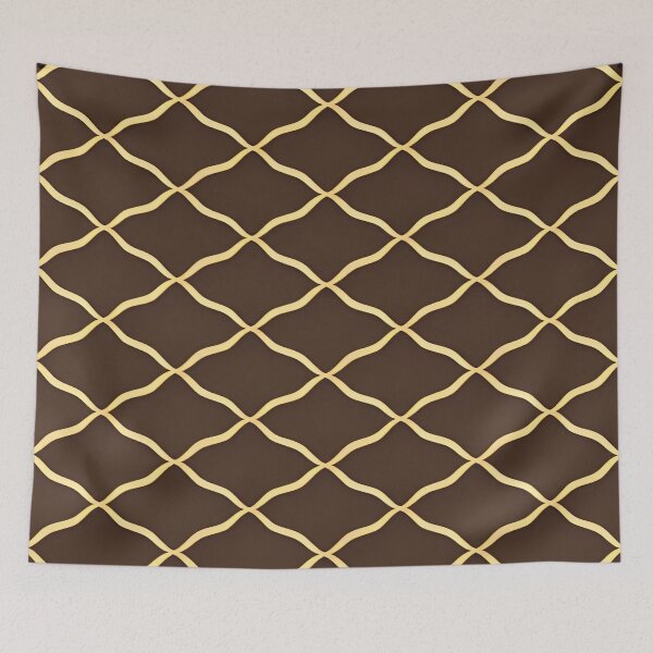 Item preview, Geometric Abstract Shapes Yellow Gold Color with Brown Background designed and sold by deniselynnimage.