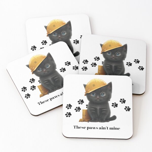 Item preview, Cat with hard hat- these paws ain't mine  designed and sold by Infinite creative  Boutique.