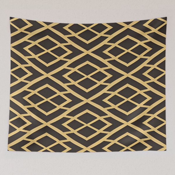 Item preview, Geometric Abstract Rectangular Shapes Yellow Gold Color with Brown Background designed and sold by deniselynnimage.