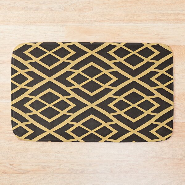 Item preview, Geometric Abstract Rectangular Shapes Yellow Gold Color with Brown Background designed and sold by deniselynnimage.