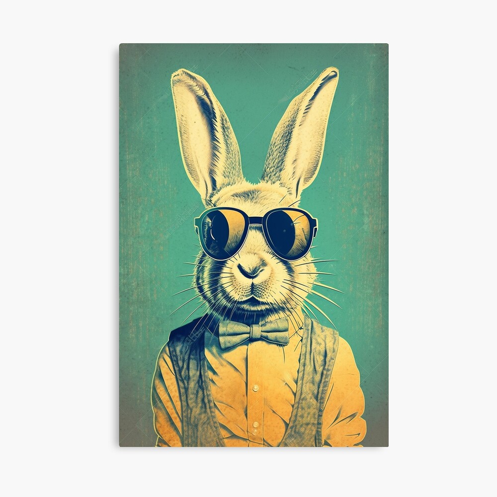 Vintage retro cool Easter bunny wearing sunglasses