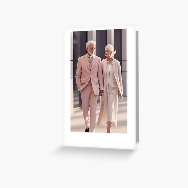 Senior Couple Walking Love Greeting Card