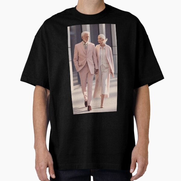 Senior Couple Walking Love Oversized T-Shirt