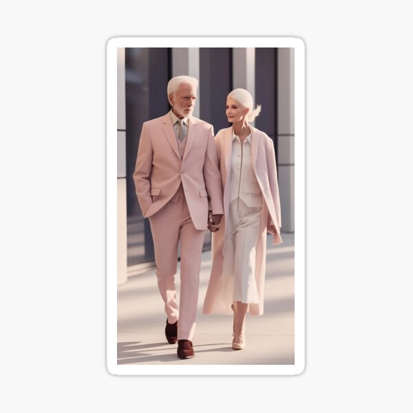 Senior Couple Walking Love Sticker