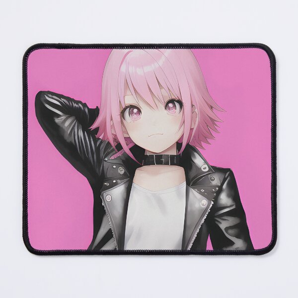 Item preview, Pink Haired Anime Girl in Leather Jacket designed and sold by thewolffpress.
