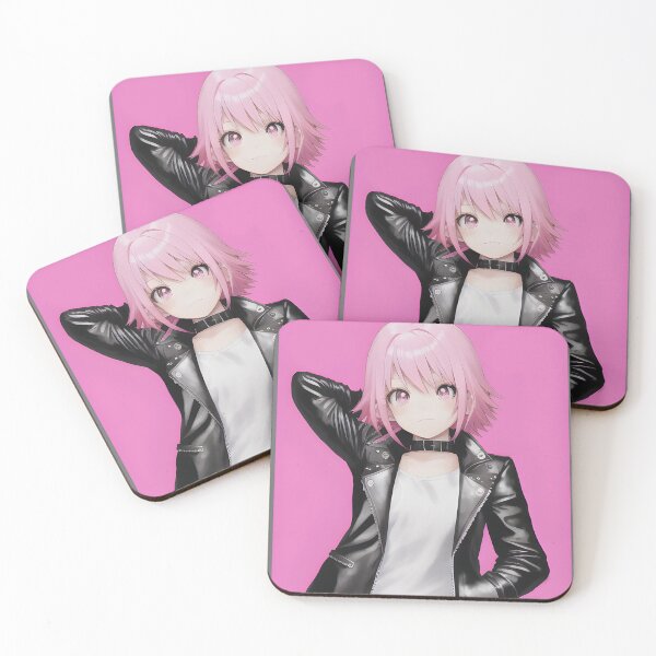 Item preview, Pink Haired Anime Girl in Leather Jacket designed and sold by thewolffpress.