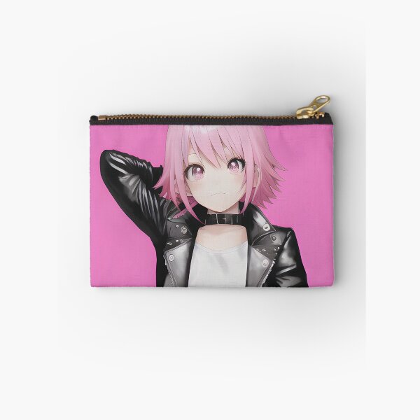 Item preview, Pink Haired Anime Girl in Leather Jacket designed and sold by thewolffpress.