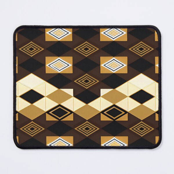 Item preview, Geometric Abstract Rectangular Triangle Shapes Yellow Gold Orange Color with Brown Background designed and sold by deniselynnimage.