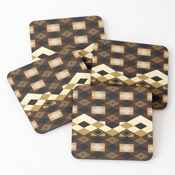 Item preview, Geometric Abstract Rectangular Triangle Shapes Yellow Gold Orange Color with Brown Background designed and sold by deniselynnimage.