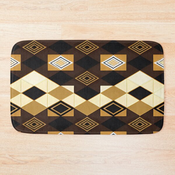 Item preview, Geometric Abstract Rectangular Triangle Shapes Yellow Gold Orange Color with Brown Background designed and sold by deniselynnimage.