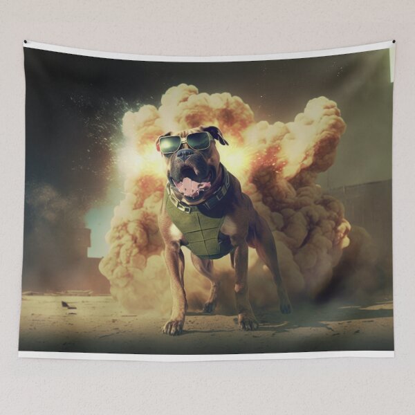Item preview, Action Aviator Dog -walking away from an Explosion designed and sold by ArtificialEye.