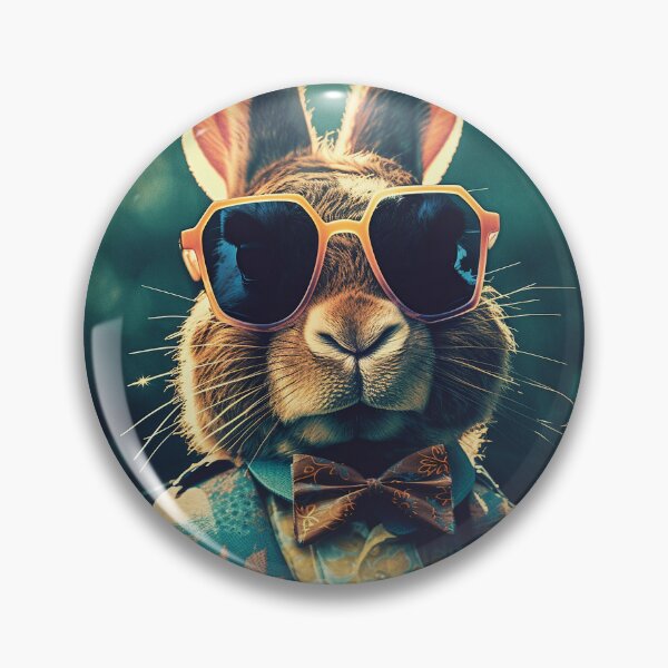 Item preview, Vintage aristocrat cool Easter bunny wearing sunglasses designed and sold by EmeraldeaArt.