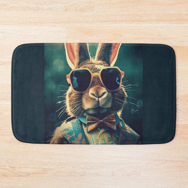 Item preview, Vintage aristocrat cool Easter bunny wearing sunglasses designed and sold by EmeraldeaArt.
