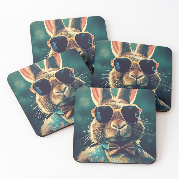 Item preview, Vintage aristocrat cool Easter bunny wearing sunglasses designed and sold by EmeraldeaArt.