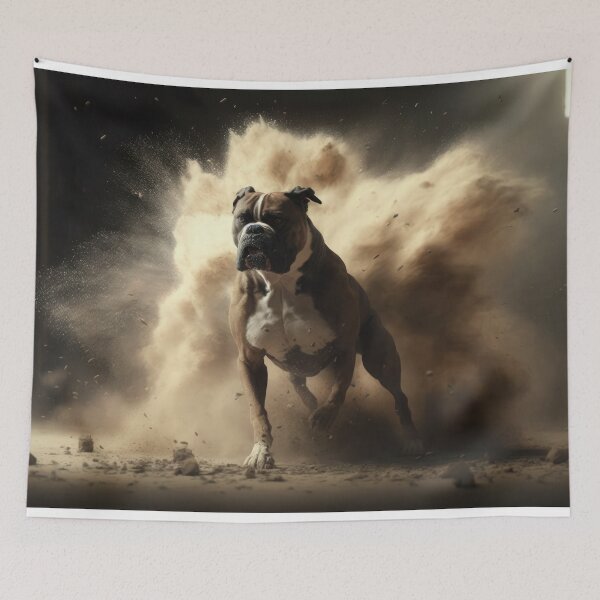 Item preview, Muscley Tough Action Pup - Tough Dog walking away from an Explosion designed and sold by ArtificialEye.