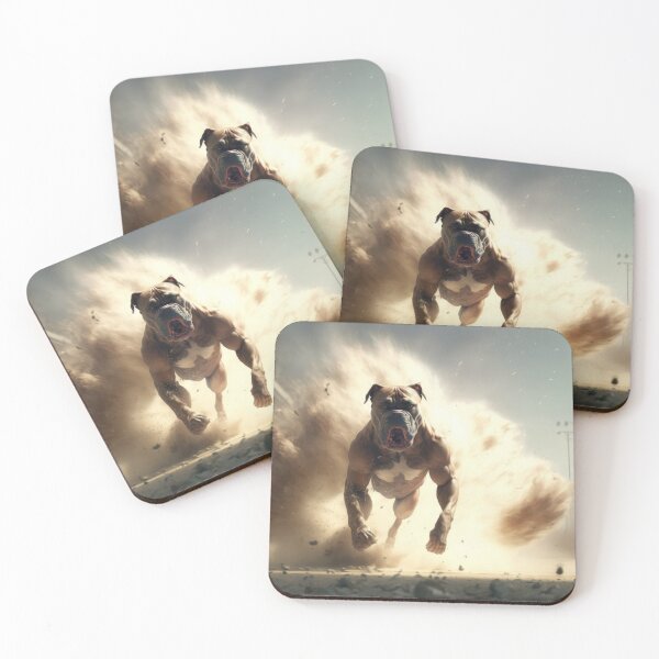 Item preview, Leaping Muscle Action Pup - Tough Dog walking away from an Explosion designed and sold by ArtificialEye.