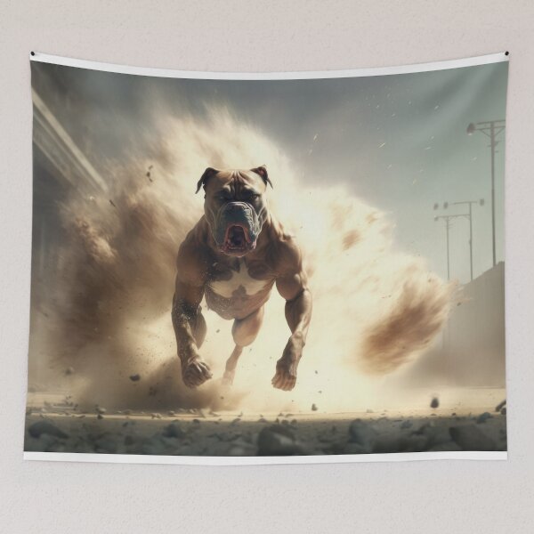 Item preview, Leaping Muscle Action Pup - Tough Dog walking away from an Explosion designed and sold by ArtificialEye.