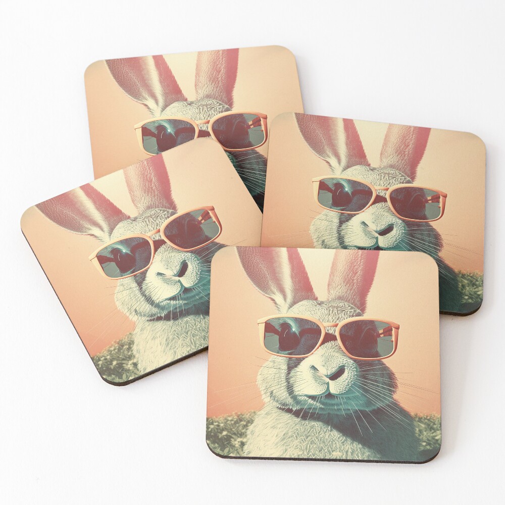 Retro Easter Bunny Chillaxing in the Grass, in sunglasses