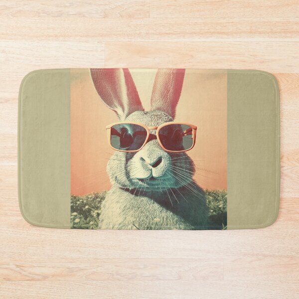 Item preview, Retro Easter Bunny Chillaxing in the Grass, in sunglasses designed and sold by EmeraldeaArt.