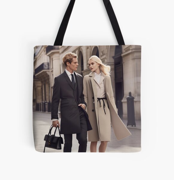 Young Couple Walking All Over Print Tote Bag