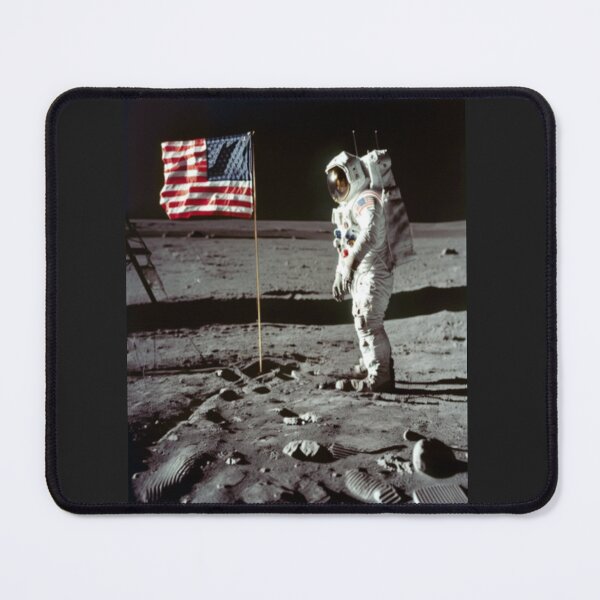 Item preview, Buzz Aldrin on the moon with the American flag designed and sold by yoca44.