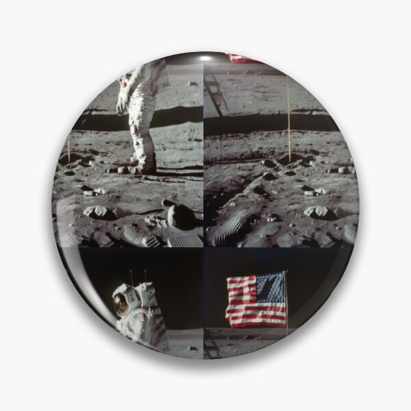 Item preview, Buzz Aldrin on the moon with the American flag designed and sold by yoca44.