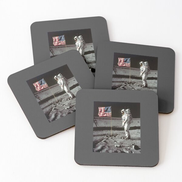 Item preview, Buzz Aldrin on the moon with the American flag designed and sold by yoca44.