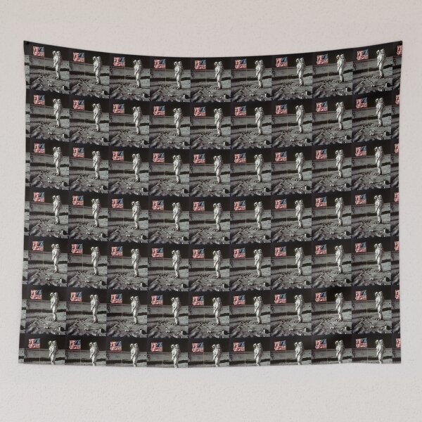 Item preview, Buzz Aldrin on the moon with the American flag designed and sold by yoca44.