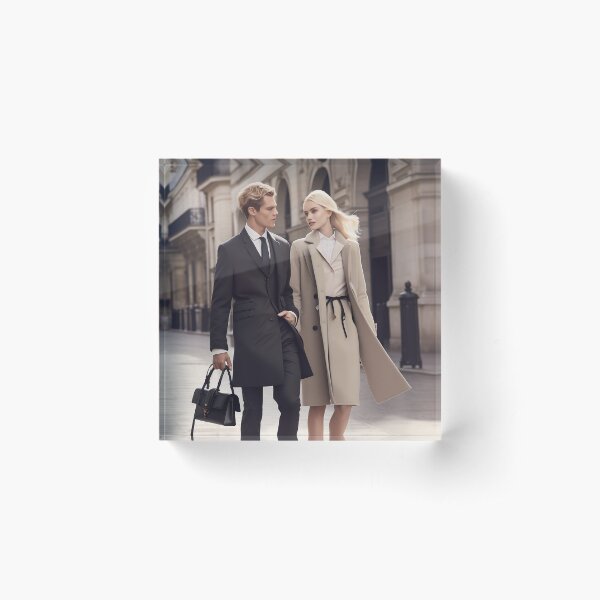 Young Couple Walking Acrylic Block