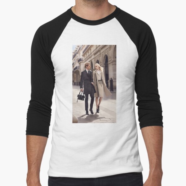 Young Couple Walking Baseball ¾ Sleeve T-Shirt