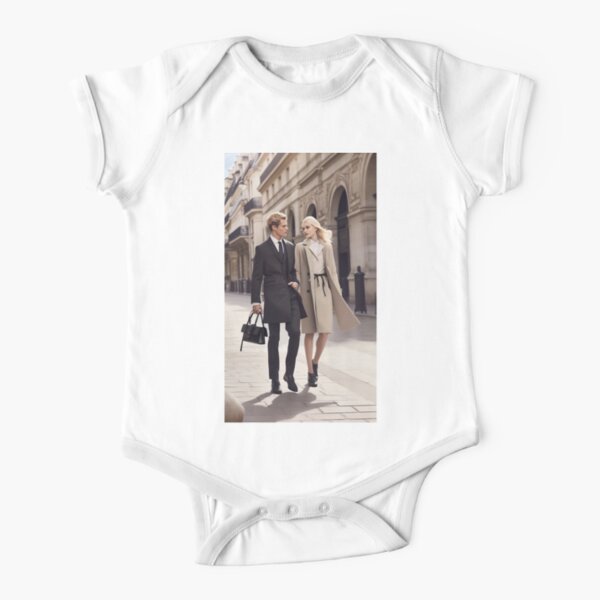 Young Couple Walking Short Sleeve Baby One-Piece