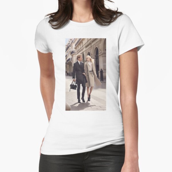 Young Couple Walking Fitted T-Shirt