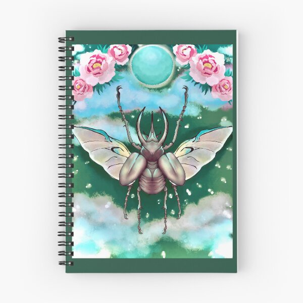 Item preview, Flying Beetle Insect under the Moon with flowers  designed and sold by Abyssalbee.