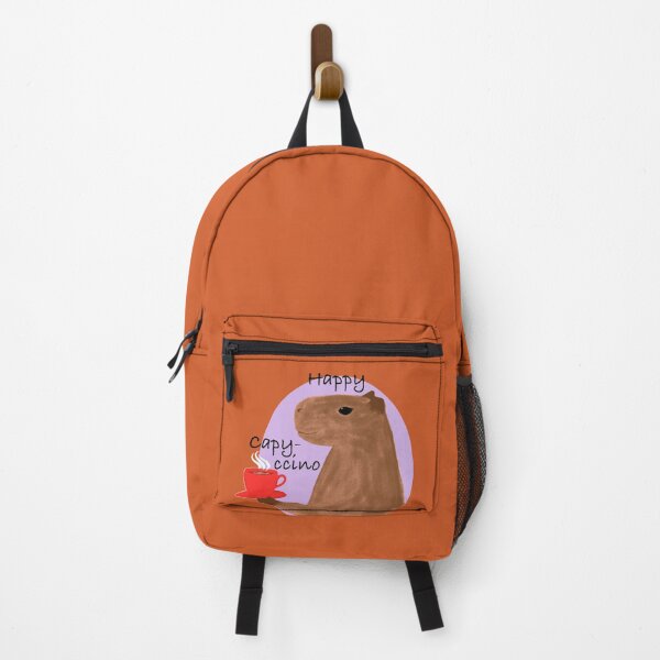 Item preview, Happy capy-ccino capybara coffee lilac orange capybara pun designed and sold by glowvim.