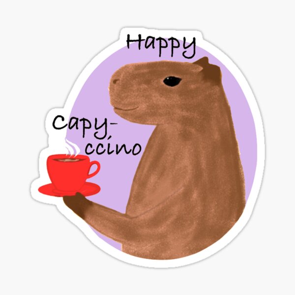 Cute Capybara Capyuccino Coffee Takeaway Cup' Sticker