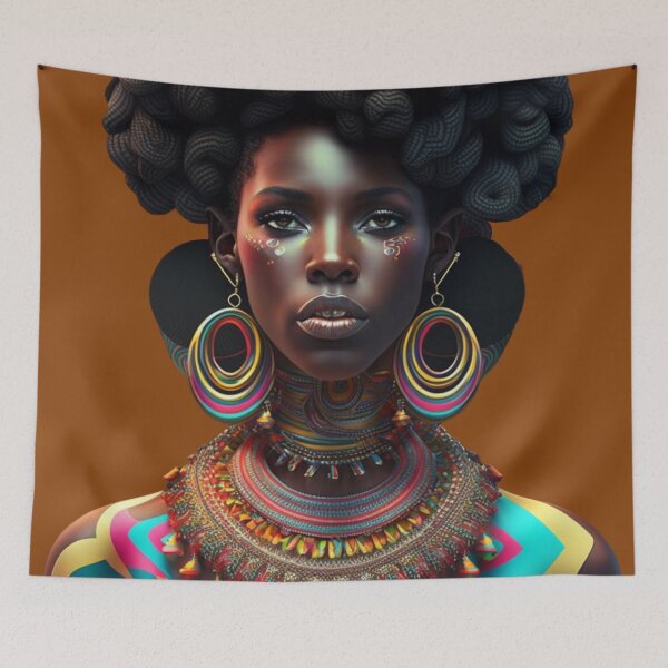 Item preview, Vibrant African Woman: A Colorful Portrait designed and sold by DreamPrint Collective.