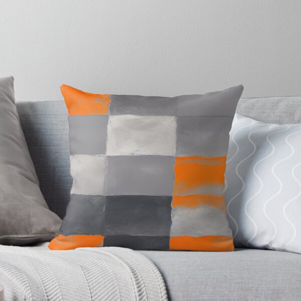 Aperçu de l'œuvre Plaid Rectangulaire Géométrique Orange Noir et Gris créée et vendue par deniselynnimage.