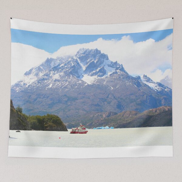 Item preview, Boat and mountains, Patagonia, Chile designed and sold by FranWest.
