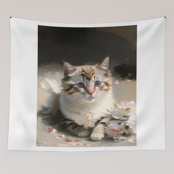 Item preview, Feline Serenity: A peaceful kitty oil painting designed and sold by KH-GardenEden.