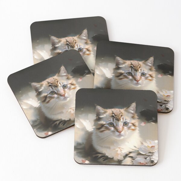 Item preview, Feline Serenity: A peaceful kitty oil painting designed and sold by KH-GardenEden.