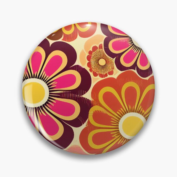 Item preview, Flower Power Retro 60s 70s Vintage Pattern Bright Colored designed and sold by Aurora Hues.