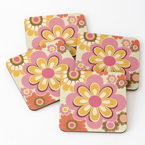 Item preview, Flower Power Retro 60s 70s Vintage Pattern Bright Colored designed and sold by Aurora Hues.
