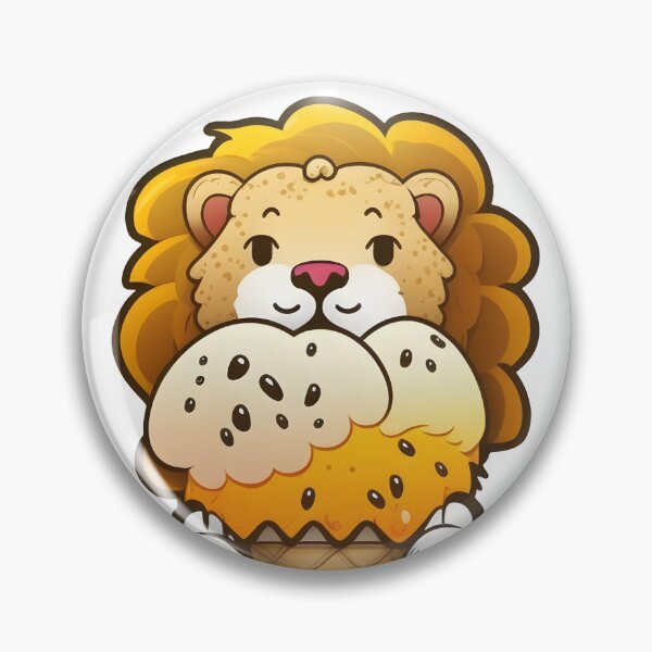 Item preview, Cute Lion in Ice Cream Cone Cartoon designed and sold by Sticker-by-Mia.