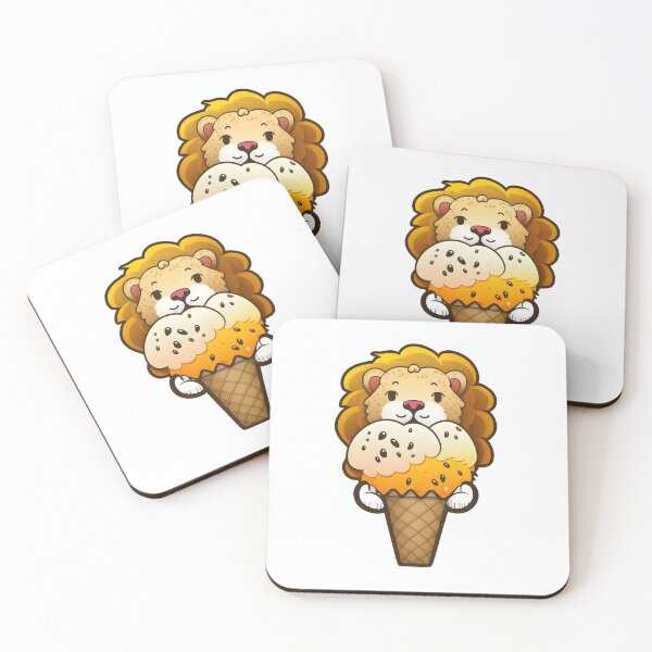 Item preview, Cute Lion in Ice Cream Cone Cartoon designed and sold by Sticker-by-Mia.