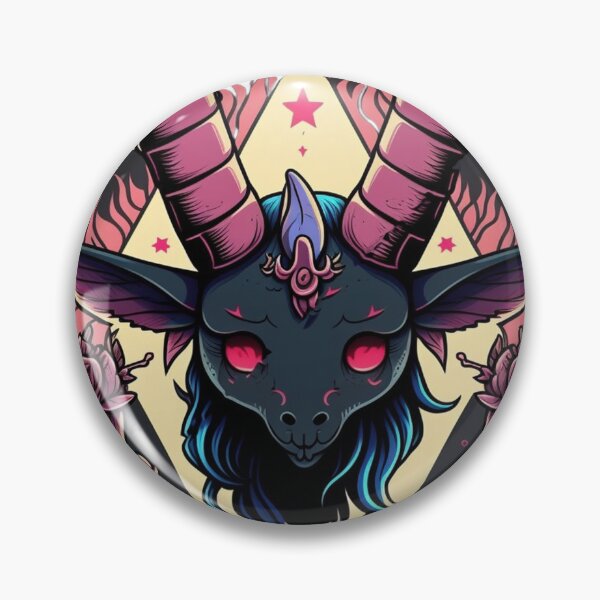 Item preview, Cute Baphomet Head Cartoon | Digital Art | Baphomet Art | Baby Baphomet Art designed and sold by cutesykreations.