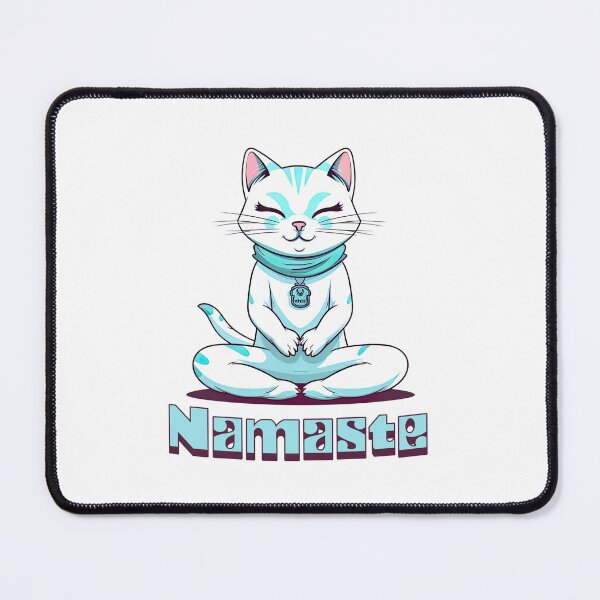 Item preview, Namaste Cute Yoga Cat - Blue And White - Zen designed and sold by JustSimpleUK.