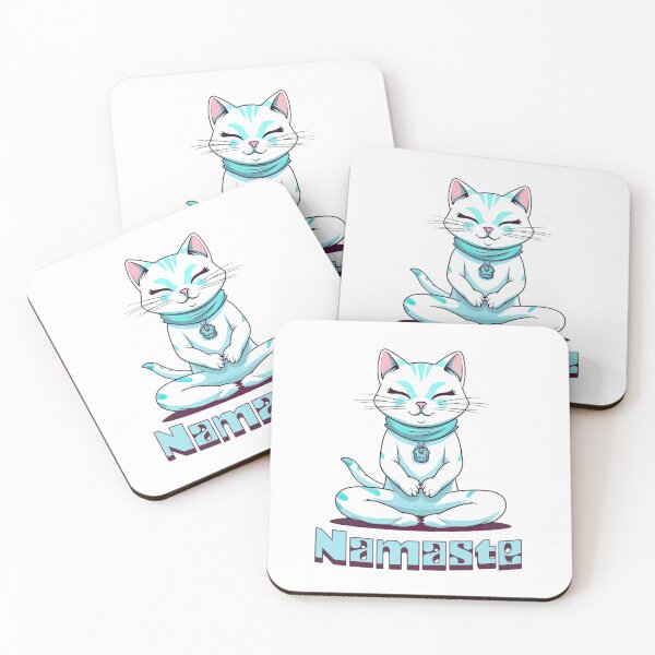 Item preview, Namaste Cute Yoga Cat - Blue And White - Zen designed and sold by JustSimpleUK.